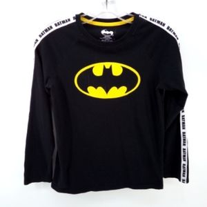 Batman Black Yellow Rubberish Signal  Spelled Sleeve Youth Large 10/12